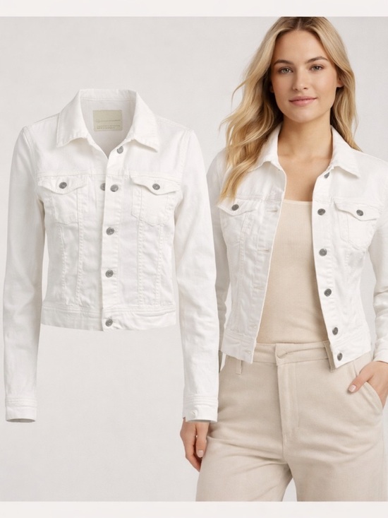 Ag Adriano Goldschmied Jackets & Blazers - AG Adriano Goldschmied | Robyn Denim Jacket White Cropped Stretch | Medium